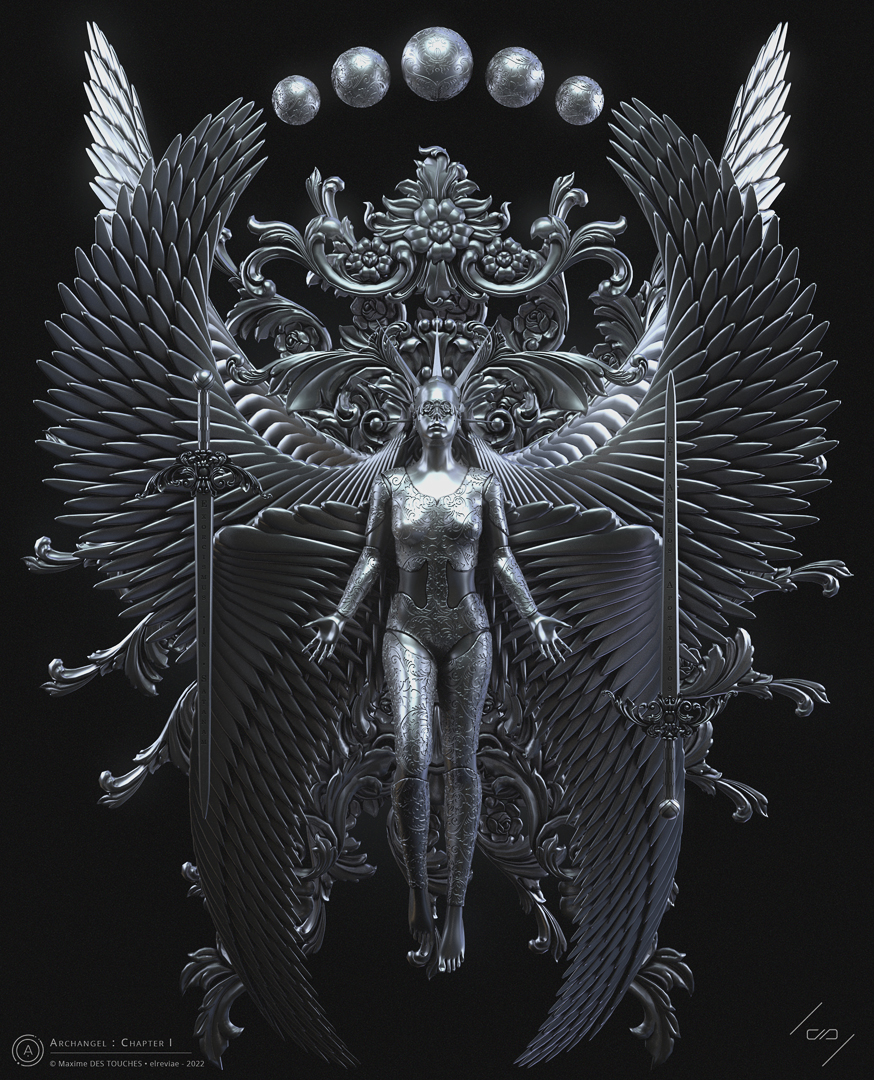The Archangel I artwork made for the Project Aurora art collective between 2021 and 2022 for Bronze, Silver and Gold exhibitions.