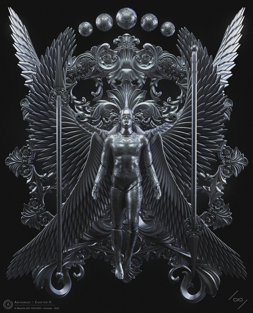 The Archangel II artwork made for the Project Aurora art collective between 2021 and 2022 for Bronze, Silver and Gold exhibitions.